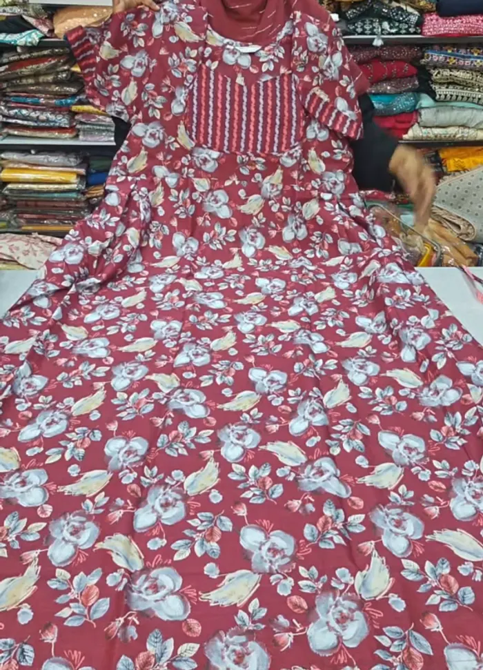 Premium Cotton Frock  Nighty with Adjustable Rope & Side Pocket | NT3357